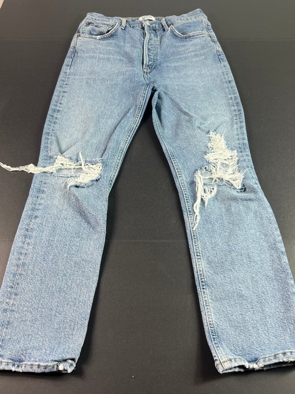 AGOLDE Jeans Womens 26x25* Riley High Rise Straight Crop Blue Faded Denim Tag 27